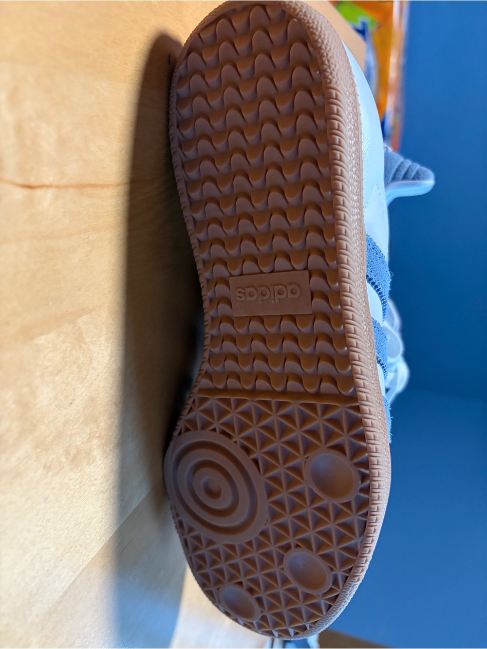 adidas Samba White with Light blue Suede and Gum Sole- worn once - Picture 4 of 5